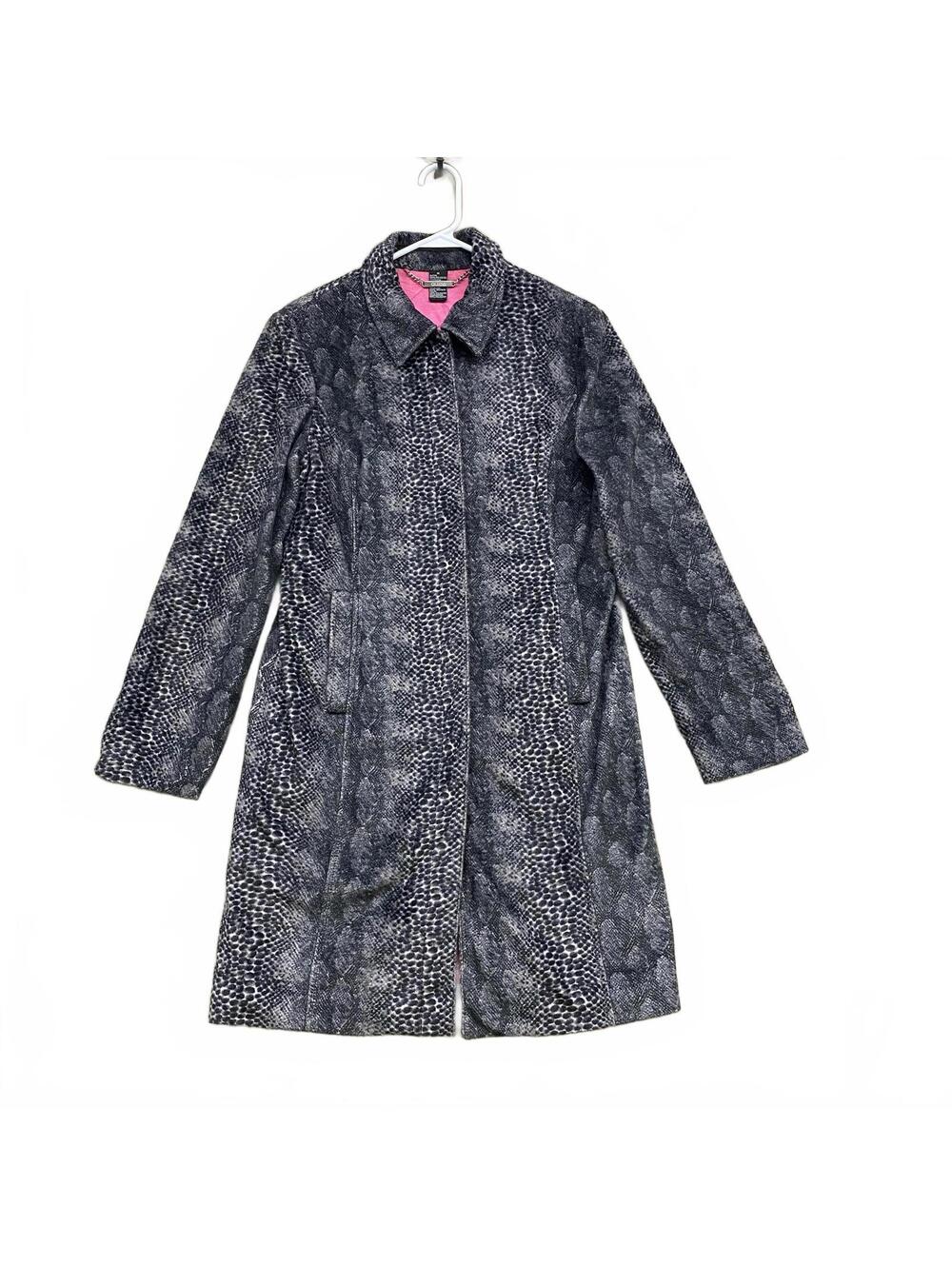 Guess 2000s Snake Print Long Coat M Quilted Pink Interior Good Cond, Sleeve Wear
